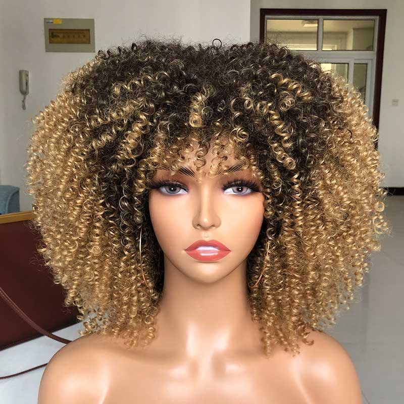 Short Afro Kinky Curly Wig With Bangs - HEPSIBAH SHOP