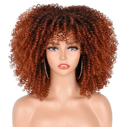 Short Afro Kinky Curly Wig With Bangs - HEPSIBAH SHOP