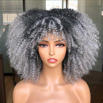 Short Afro Kinky Curly Wig With Bangs - HEPSIBAH SHOP