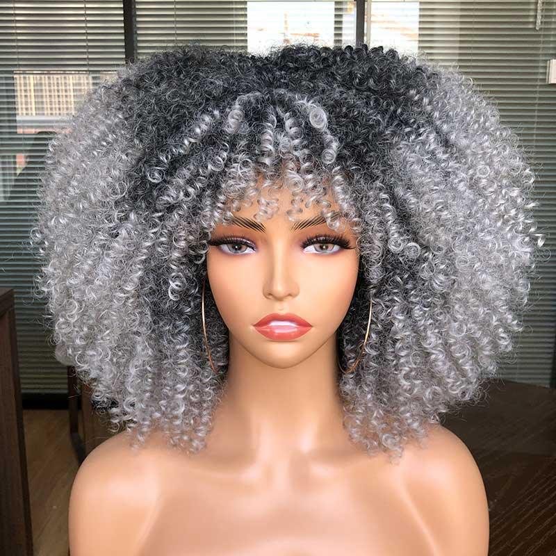 Short Afro Kinky Curly Wig With Bangs - HEPSIBAH SHOP