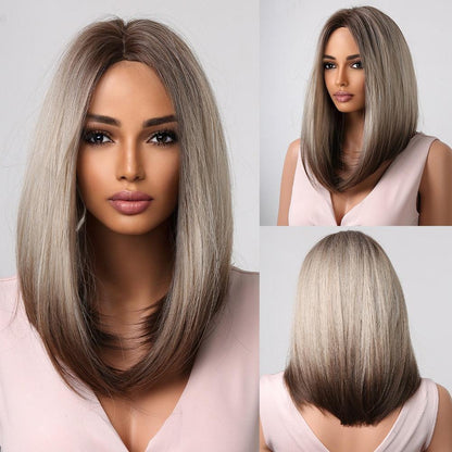 Short Straight Synthetic Blonde to Brown Ombre Bob Wig - HEPSIBAH SHOP