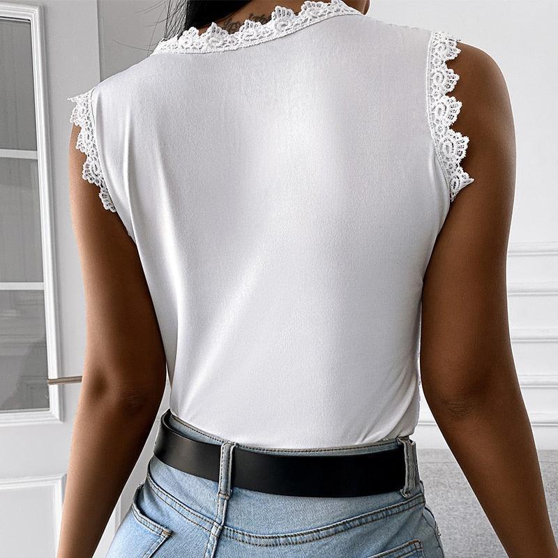 Vintage Lace Jacquard Sleeveless T-Shirt - HEPSIBAH SHOP