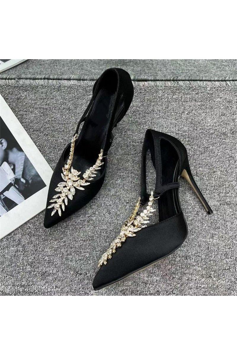 Rhinestone Embellished Fretwork Stiletto Heels - HEPSIBAH SHOP