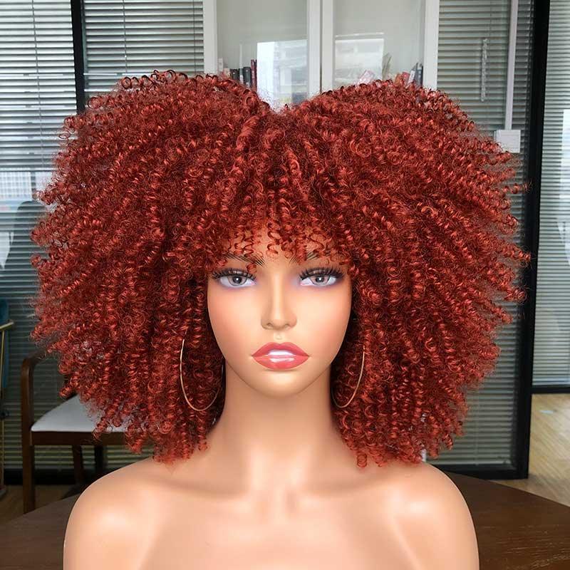 Short Afro Kinky Curly Wig With Bangs - HEPSIBAH SHOP