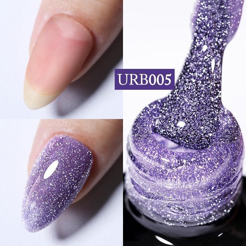 UR SUGAR 7ml Gold Glitter Gel Nail Polish Platinum Shining Mineral Sequins Soak Off UV LED Gel Nail Semi Permanent Manicure - HEPSIBAH SHOP