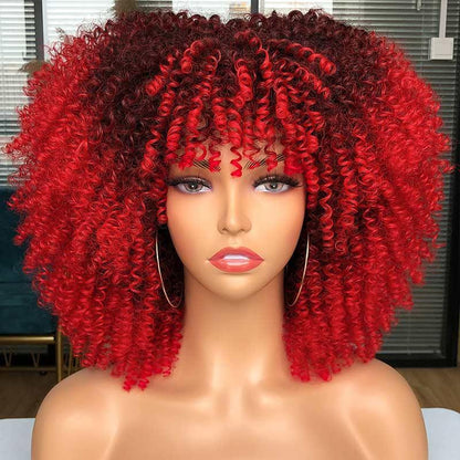 Short Afro Kinky Curly Wig With Bangs - HEPSIBAH SHOP