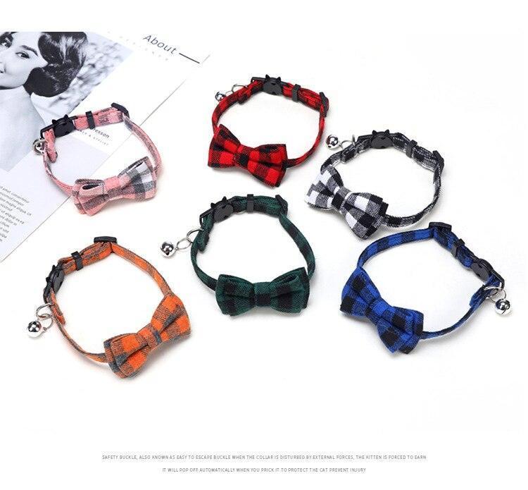 Pet Collar Cute Adjustable Plaid Cat Bow Tie - HEPSIBAH SHOP