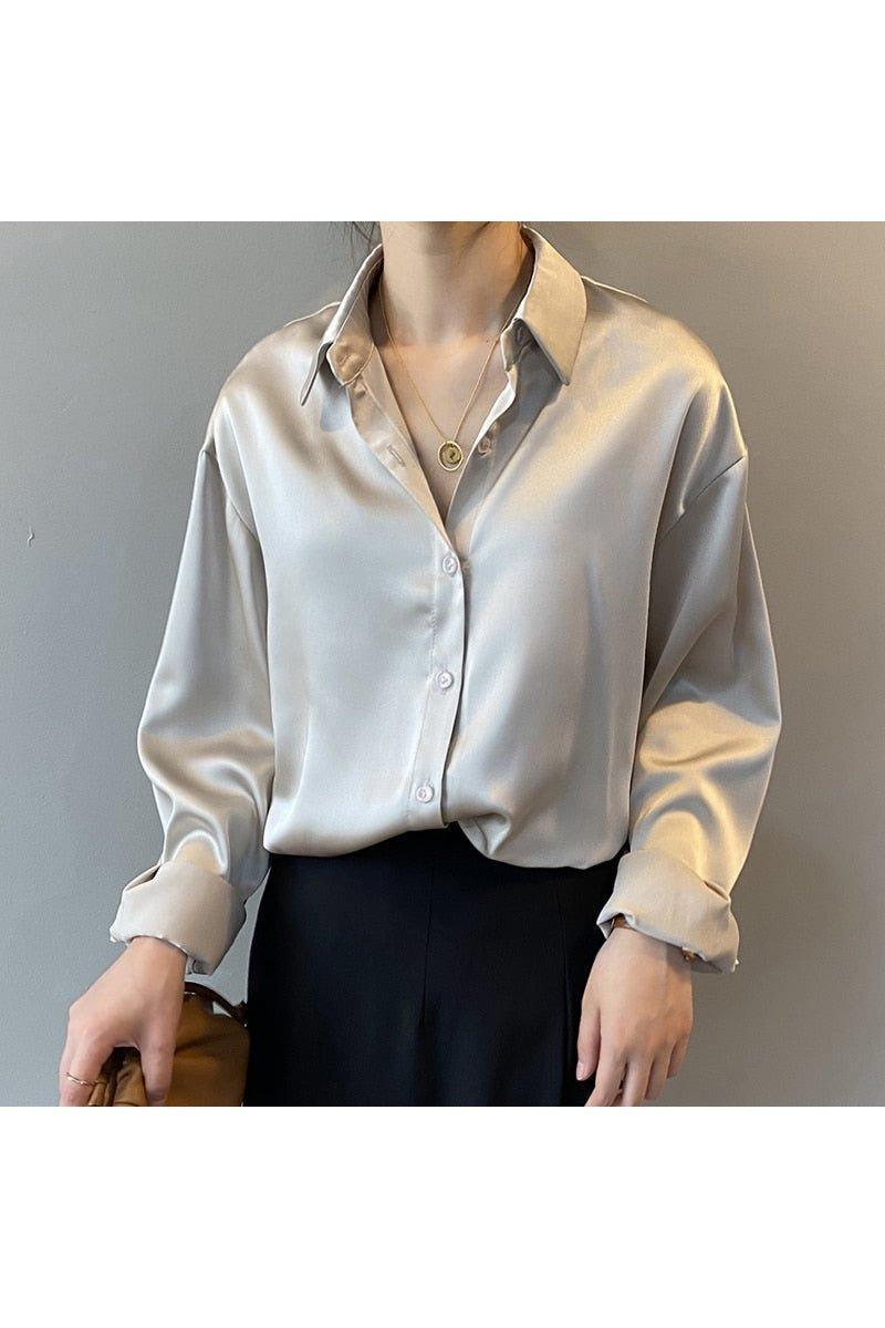 Fashion Button Up Satin Silk Shirt - HEPSIBAH SHOP