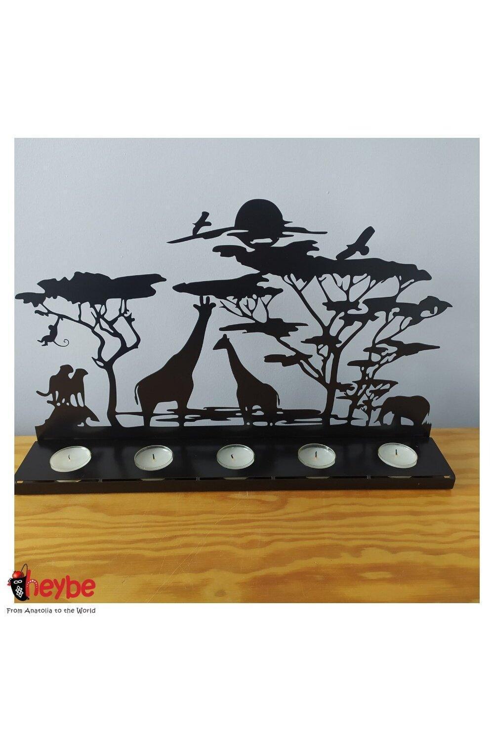 Metal Candle Holder African Themed - HEPSIBAH SHOP