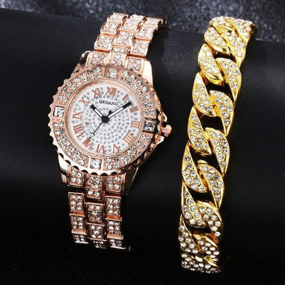 Diamond Crystals Watch and Bracelet Set - HEPSIBAH SHOP